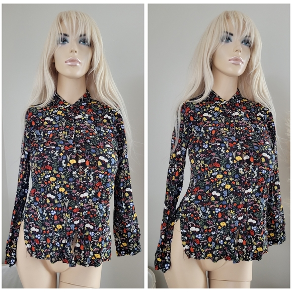 Zara Floral Button Up multi colored blouse - Picture 2 of 8